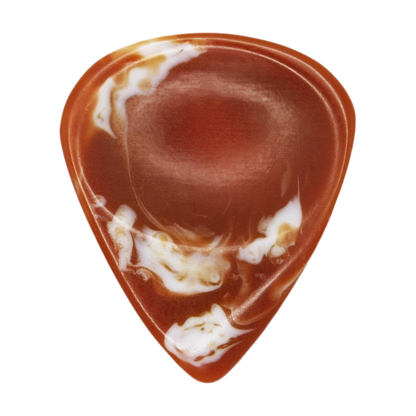 Brown With White Swirls Resin Guitar Or Bass Pick - 3.0 mm Ultra Heavy Gauge - 351 Groove Shape - Polished Finish Hand Poured And Handmade Specialty Exotic Plectrum