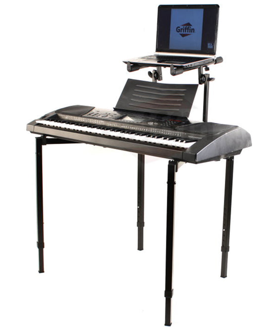 Double Piano Keyboard & Laptop Stand by GRIFFIN - 2 Tier/Dual Portable Studio Mixer Rack for Turntables, DJ Coffins, Speakers, Digital Music Gear