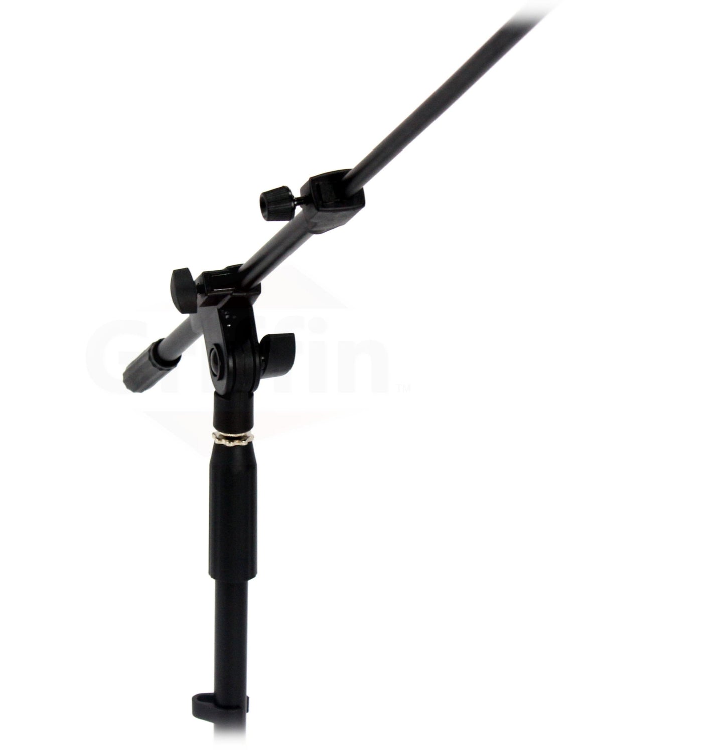 Short Microphone Stand with Boom Arm by GRIFFIN - Low Profile Tripod Mic Stand Mount for Kick Bass Drum, Studio Desktop Singing Recording, Guitar Amp