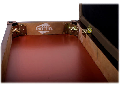 GRIFFIN Brown Wood PU Leather Piano Bench - Double Vintage Design, Ergonomic Chair Musician Keyboard