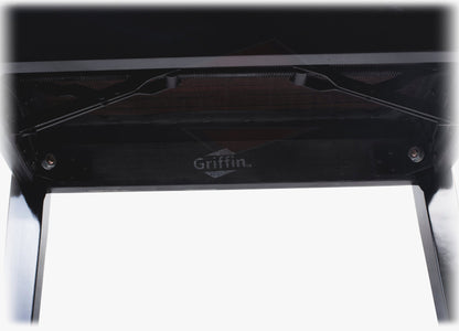 GRIFFIN Premium Antique Piano Bench - Adjustable Black Solid Wood Frame & PU Leather Padded Cushion - Vintage Ergonomic Musicians Keyboard Chair