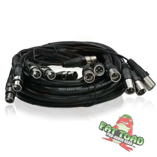 XLR Snake Cable (8 Channels) 20 FT by FAT TOAD - Patch Studio, Stage, Live Sound Recording Multicore Cords - Pro Audio Female to Male Mic Cables