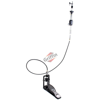 Remote Hi Hat Stand with Foot Pedal by GRIFFIN - Drummers Cable Auxiliary Cymbal High Hat Percussion