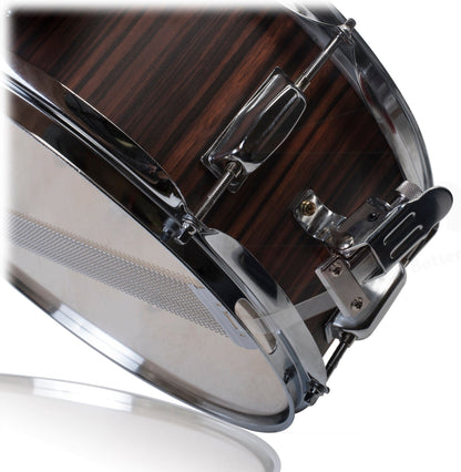 Snare Drum by GRIFFIN - 14" x 5.5"  Black Hickory PVC & Coated Head on Poplar Wood Shell - Acoustic Marching Percussion Instrument Set, Drummers Key