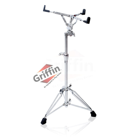 Snare Drum Stand Extended Height by GRIFFIN - Tall Adjustable Height Snare Stand For Practice Pad - Concert Stand Up Drum Mount Holder Basket Clamp