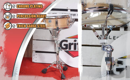 Snare Drum Stand by Griffin - Deluxe Percussion Hardware Kit with Key - Double Braced Medium Weight