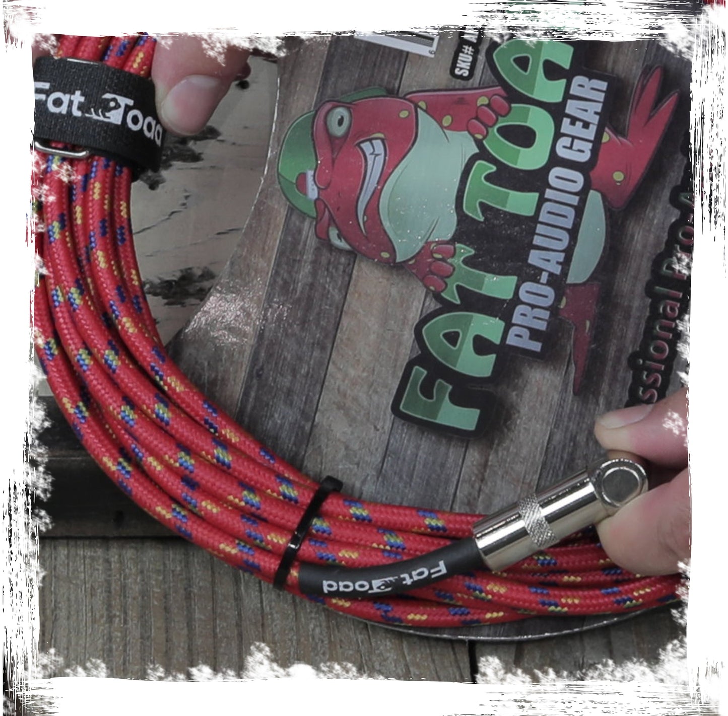 Guitar Cables (2 Pack) Right Angle to Straight-End Instrument Cord Tweed Cloth Jacket by FAT TOAD