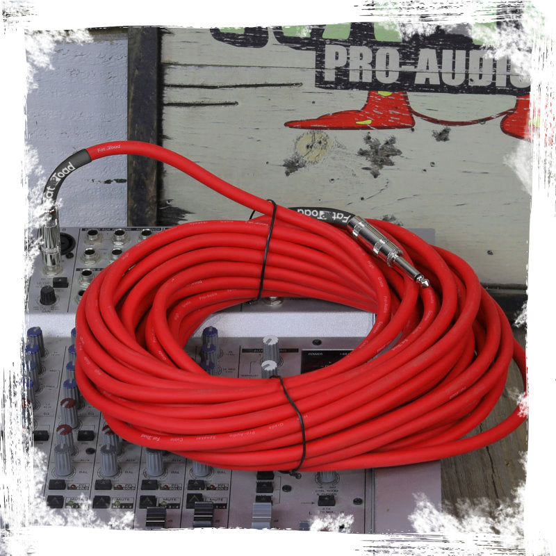 1/4" to 1/4 Male Jack Speaker Cables (2 Pack) by FAT TOAD - 50ft Professional Pro Audio Red DJ Speakers PA Patch Cords - Quarter Inch 12 AWG Wire