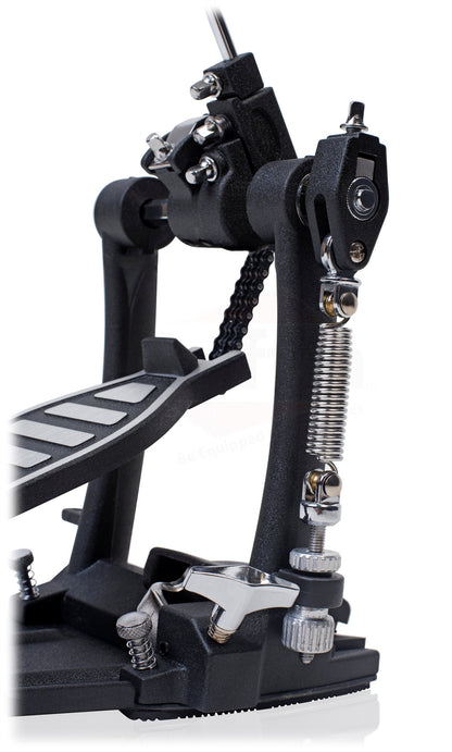Single Kick Bass Drum Pedal by GRIFFIN - Deluxe Double Chain Foot Percussion Hardware for Intense Play - 4 Sided Beater & Adjustable Power Cam System