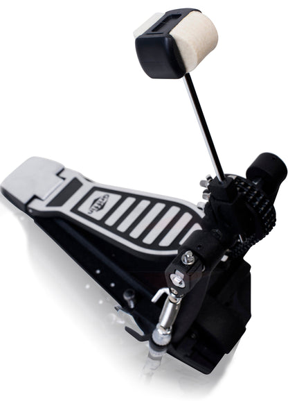 Single Kick Bass Drum Pedal by GRIFFIN - Deluxe Double Chain Foot Percussion Hardware for Intense Play - 4 Sided Beater & Adjustable Power Cam System