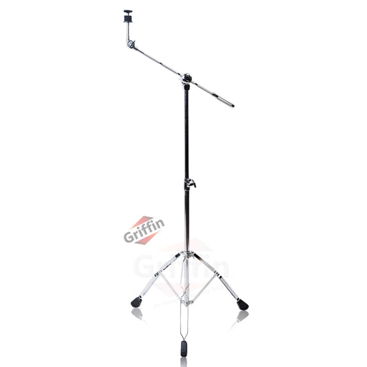 GRIFFIN Cymbal Boom Stand - Double Braced Drum Percussion Gear Hardware Set - Adjustable Height - Arm Holder With Counterweight Adapter for Mounting