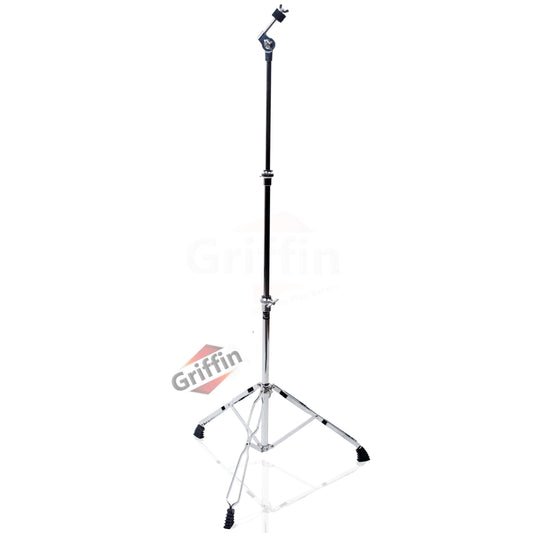 Straight Cymbal Stand by GRIFFIN - Deluxe Percussion Drum Hardware Set for Mounting Medium-Duty Crash, Ride & Splash Cymbals - Double Braced Legs