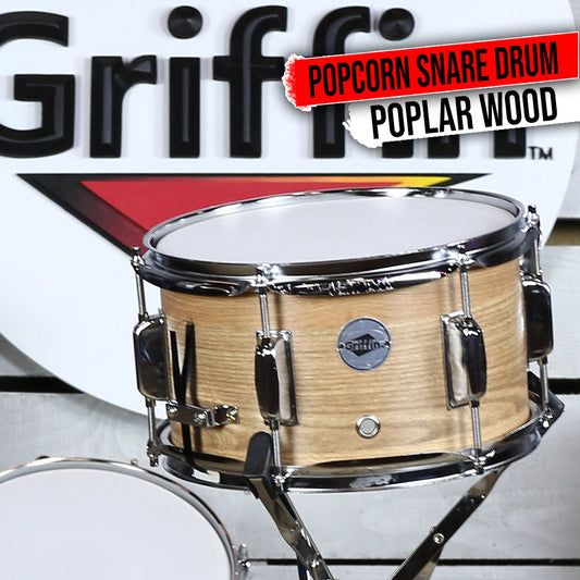Popcorn Soprano Snare Drum by GRIFFIN - Acoustic Firecracker 10"x6" Poplar Wood Shell with Oakwood