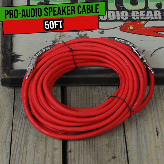 1/4" to 1/4 Speaker Cable by FAT TOAD - 50ft Professional Pro Audio Red DJ Speaker PA Patch Cord