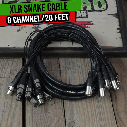XLR Snake Cable (8 Channels) 20 FT by FAT TOAD - Patch Studio, Stage, Live Sound Recording Multicore