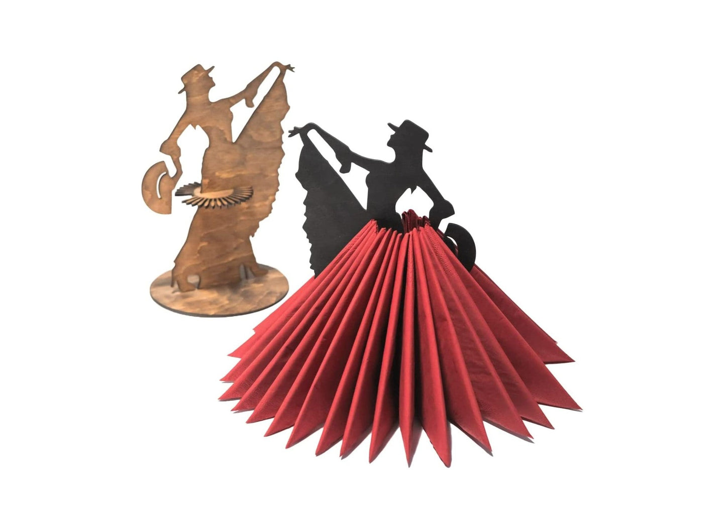 Napkin Table Holder Lady Wood Tabletop Ballerina Paper Napkin Organizer Napkin Dress Freestanding Tissue Dispenser for Home Kitchen Countertops Dinning Picnic Table