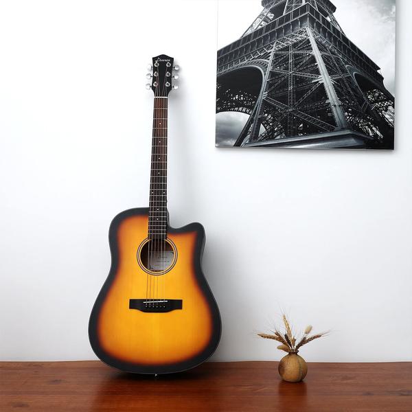 41'' Cutaway Acoustic Guitar Full Size Spruce Guitar Bundle with Gig Bag Tuner Accessories Full Starter Kit Sunbrust