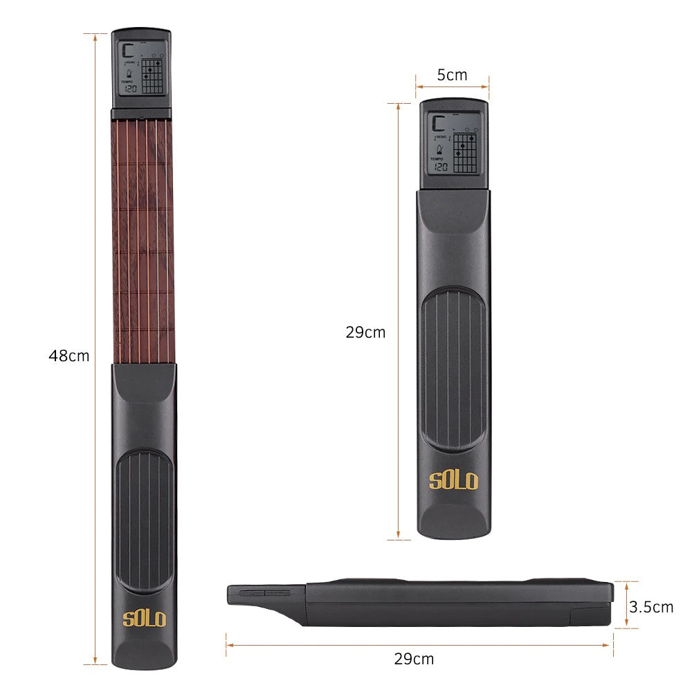 Digital Pocket Guitar Trainer Portable 6-Tone Pocket Guitar Chord Practice Tool Can Rotate Chord Diagram Screen Guitar Finger Trainer For Beginners