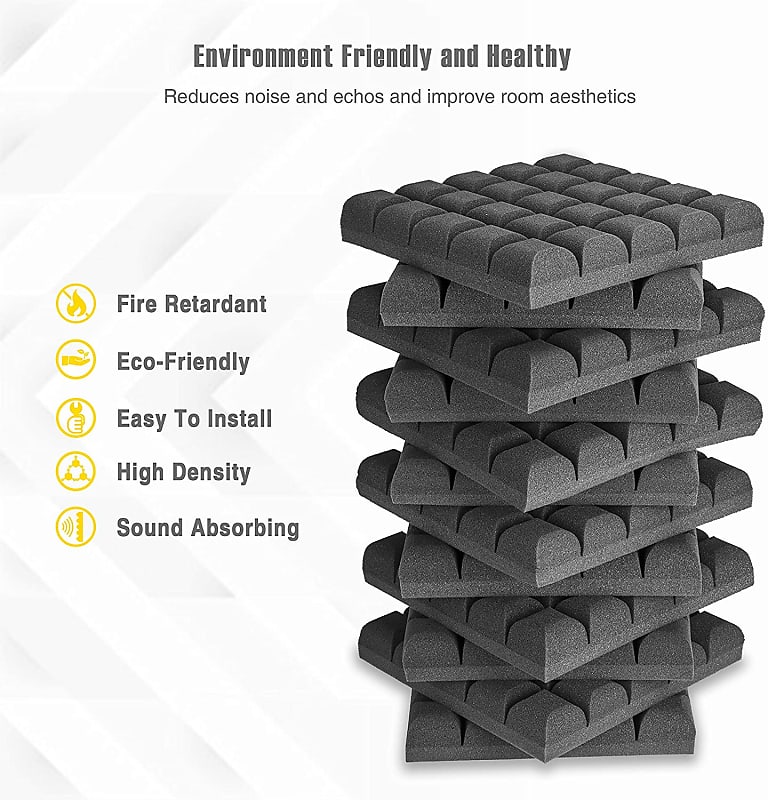 12 Pack Set 2" X 12" X 12" Acoustic Foam Panels Bread Style Tiles, Sound Panels wedges Soundproof