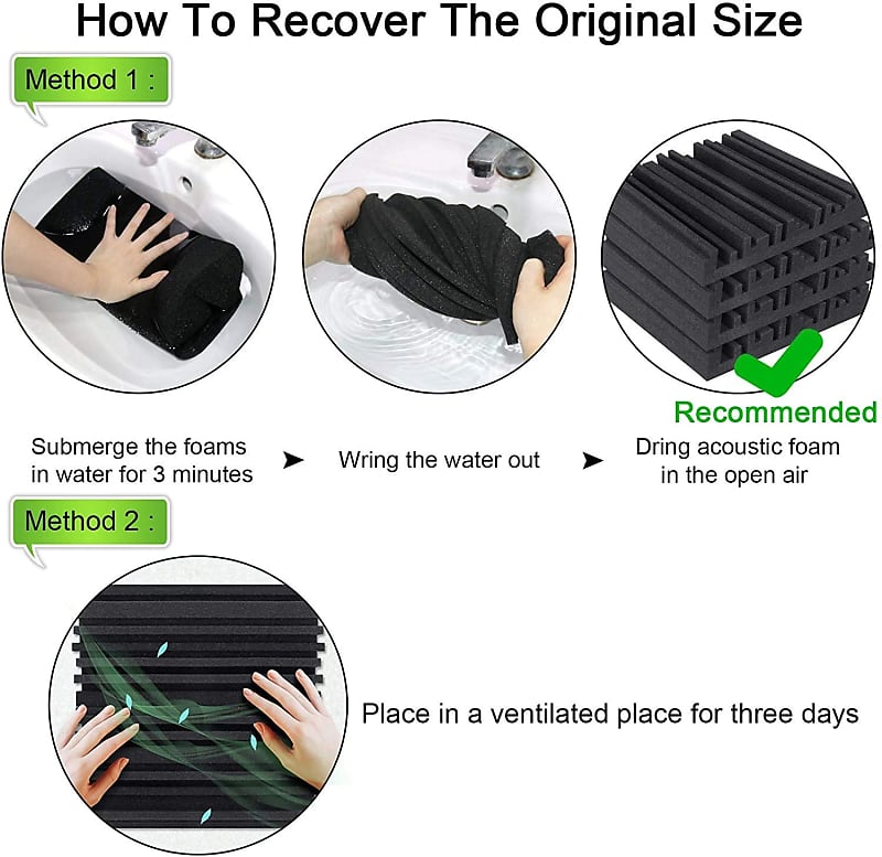 Acoustic Studio Absorption Foam Panel 12 Pack 2'' X 12'' X 12'' Broadband Sound Absorber