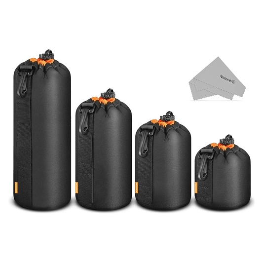 4 Pack Individual Camera Lens Soft Bags - Carrying Travel Cases