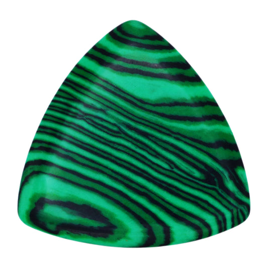 Green Malachite Stone Guitar Or Bass Pick - 3.0 mm Ultra Heavy Gauge - 346 Rounded Triangle Shape - Specialty Handmade Gemstone Exotic Plectrum