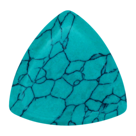 Turquoise Stone Guitar Or Bass Pick - 3.0 mm Ultra Heavy Gauge - 346 Rounded Triangle Shape - Specialty Handmade Gemstone Exotic Plectrum