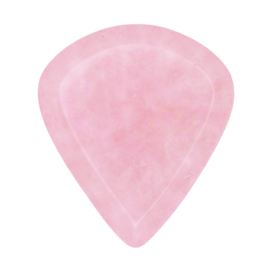 Rose Quartz Stone Guitar Or Bass Pick - 3.0 mm Ultra Heavy Gauge - Jazz XL Shape - Specialty Handmade Gemstone Exotic Plectrum