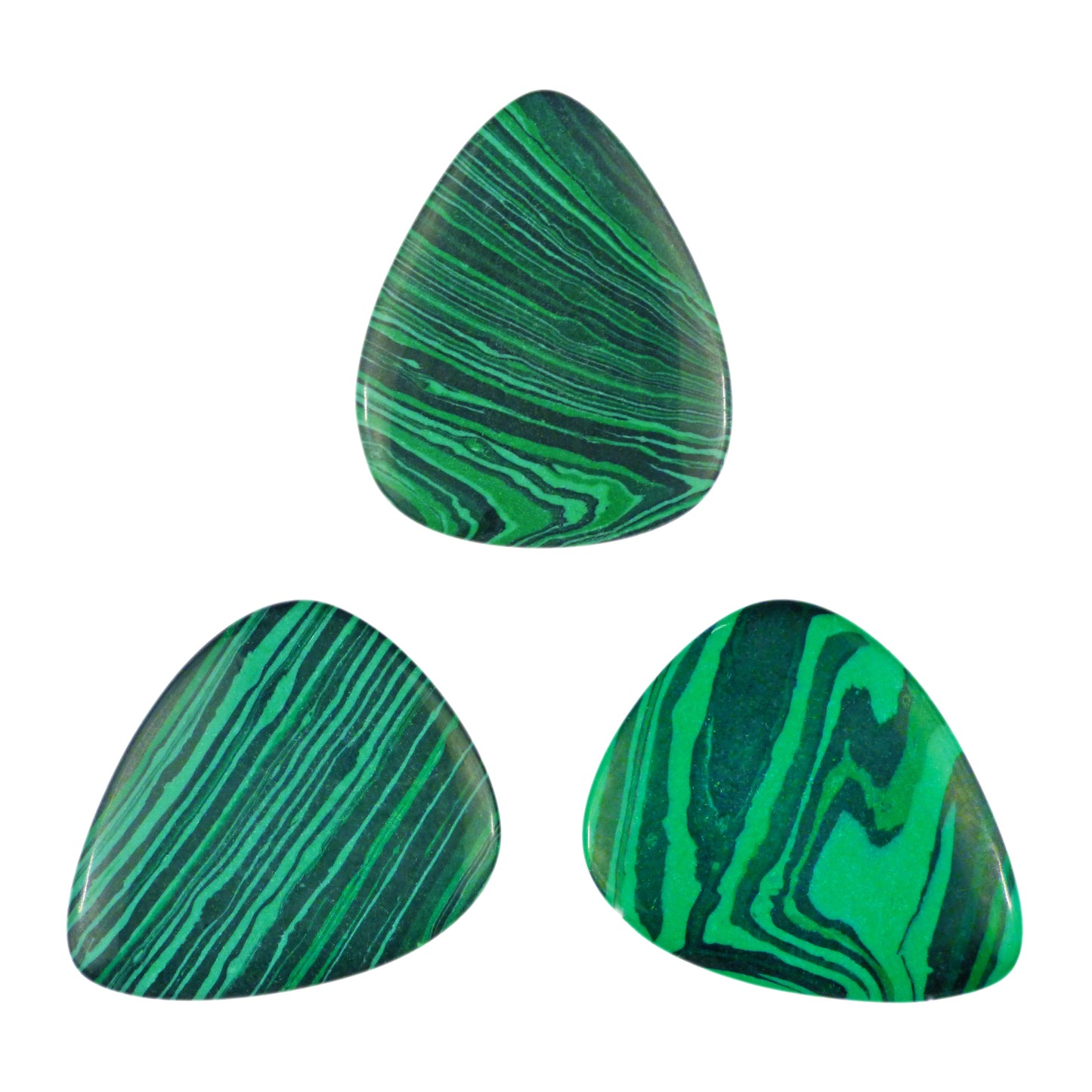 Green Malachite Stone Guitar Or Bass Pick - 3.0 mm Ultra Heavy Gauge - 351 Shape - Specialty Handmade Exotic Plectrum