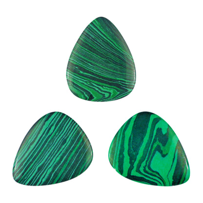 Green Malachite Stone Guitar Or Bass Pick - 3.0 mm Ultra Heavy Gauge - 351 Shape - Specialty Handmade Exotic Plectrum