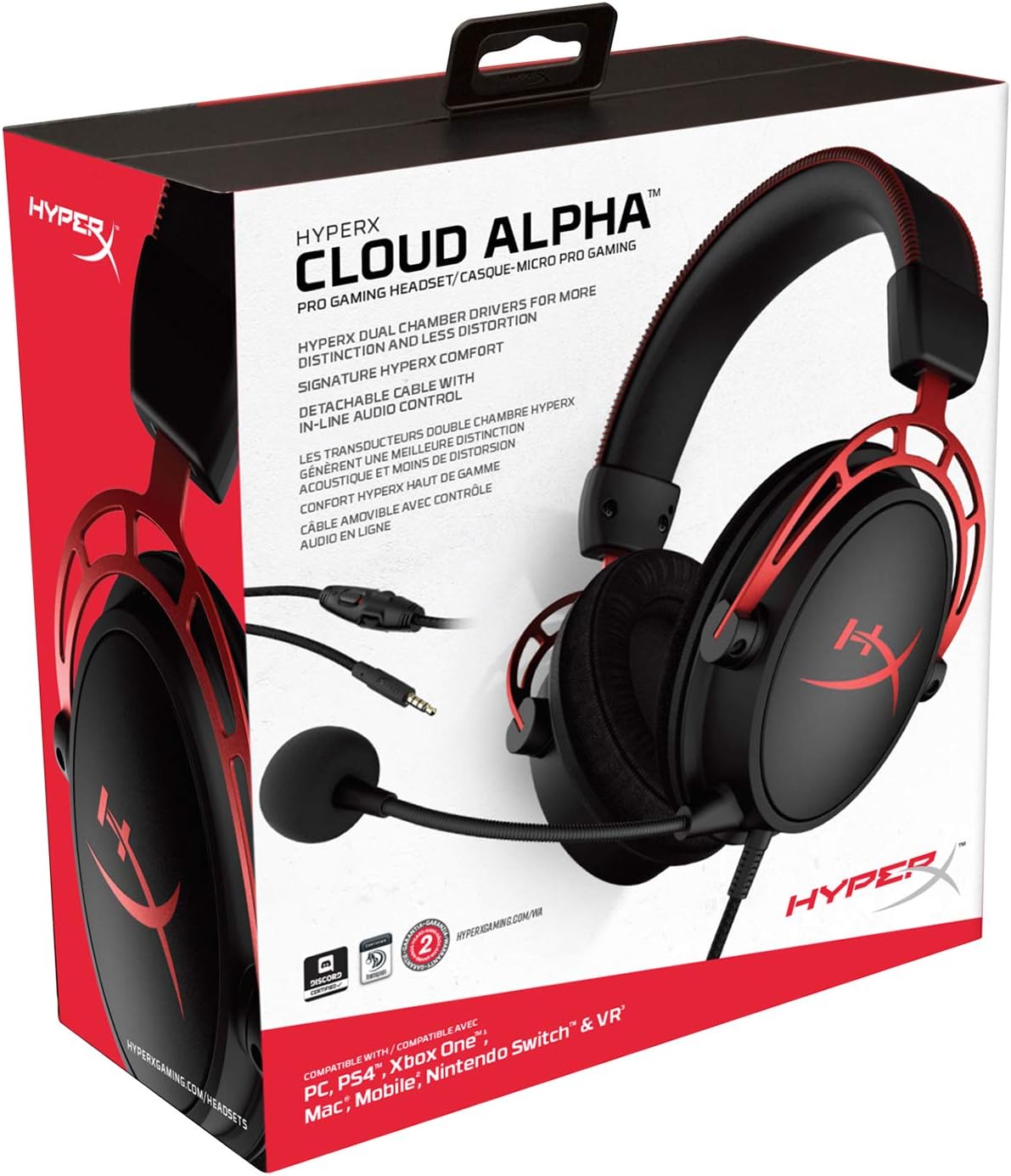 HyperX ™ Cloud Alpha PRO Gaming Headset Headphones with Noise Cancelling Microphone Over-Ear Soft Leatherette