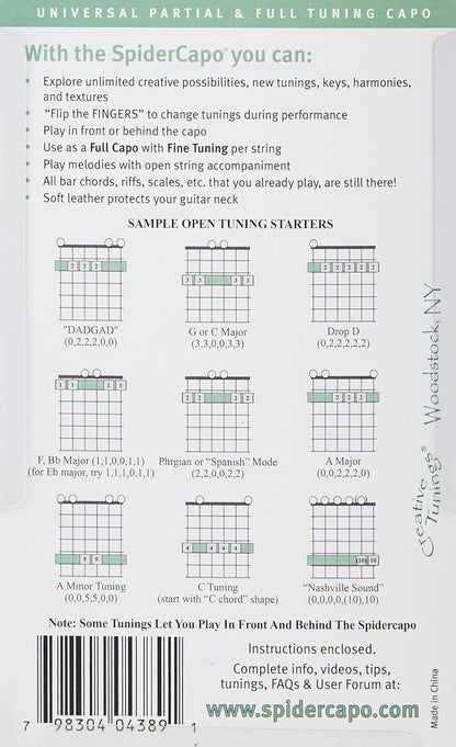 SpiderCapo Creative Tunings - Open Tuning Studio Grade Guitar Capo