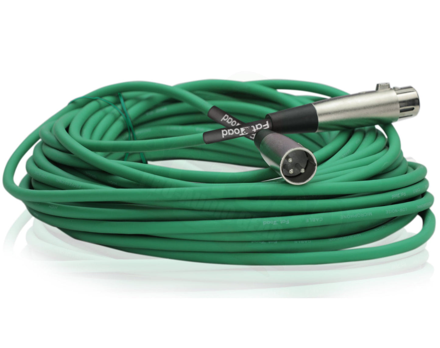 XLR Microphone Cables (2 Pack) by FAT TOAD - 50ft Pro Audio Green Mic Cord Patch Extension & Male to Female Lo-Z Connector - 24 AWG Shielded Wire