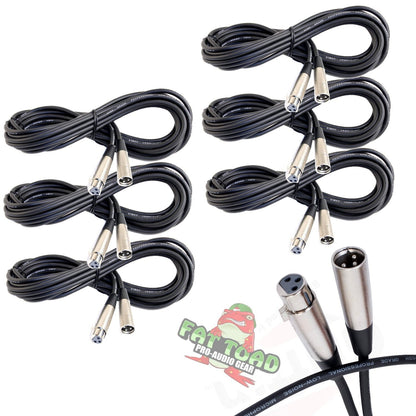 XLR Microphone Cables (6 Pack) by FAT TOAD - 20ft Pro Audio Mic Cord Patch Extension & Lo-Z