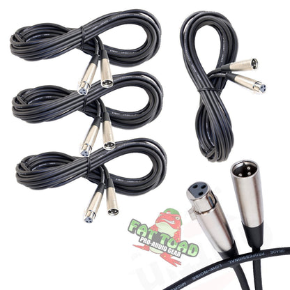 Microphone Cables by FAT TOAD - (4 Pack) 20ft Pro Audio XLR Mic Cord Patch Extension Wires