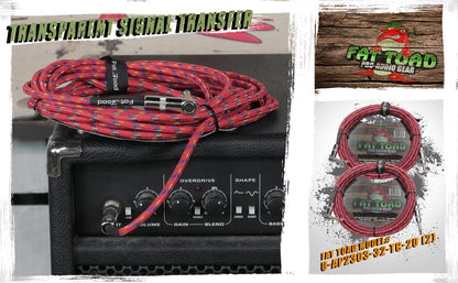 Guitar Cables (2 Pack) Right Angle to Straight-End Instrument Cord Tweed Cloth Jacket by FAT TOAD