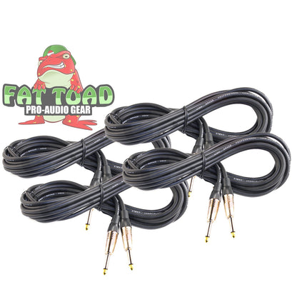 Guitar Cables (4 Pack) Instrument Cord by FAT TOAD - 24 AWG Patch Conductor for Electric or Acoustic Guitar, Bass, Amps, Keyboards & Pro-Audio DJ