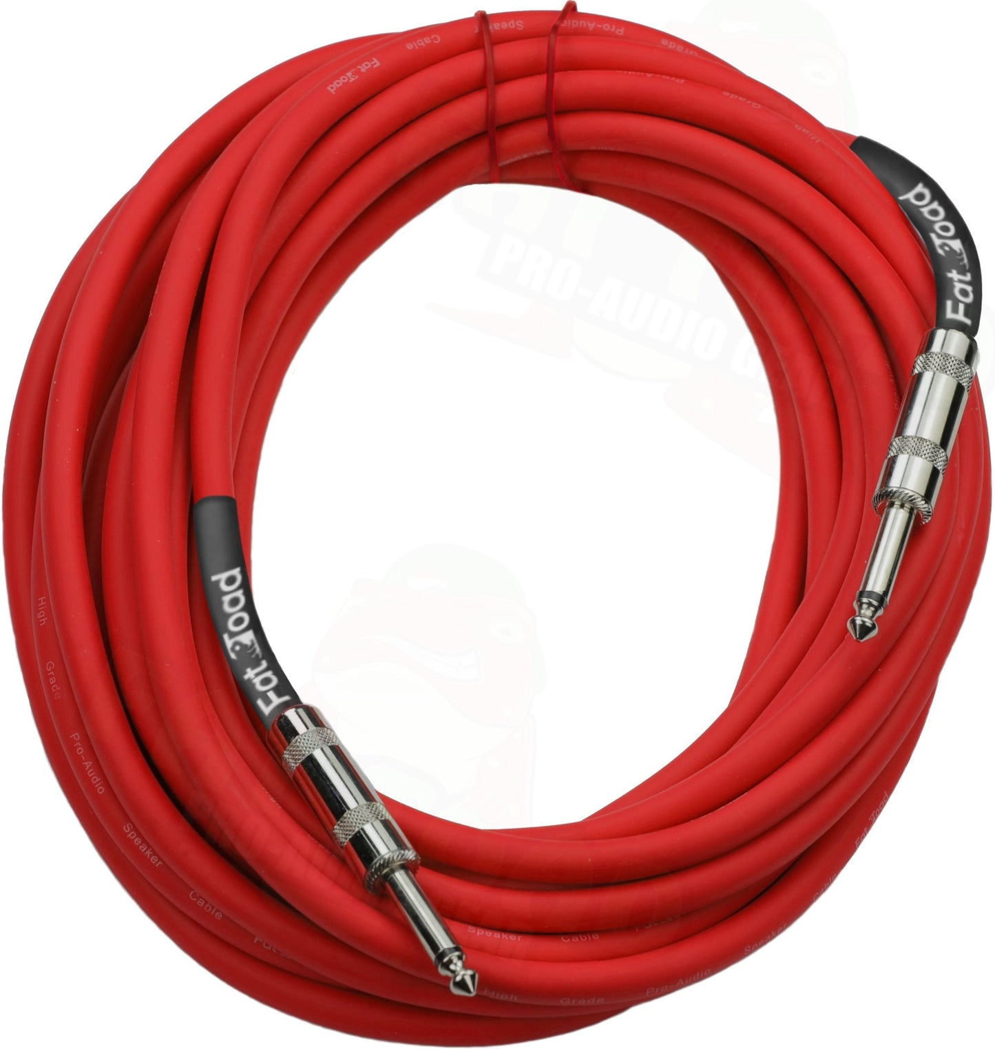 1/4" to 1/4 Male Jack Speaker Cables (2 Pack) by FAT TOAD - 25ft Professional Pro Audio Red DJ Speakers PA Patch Cords - Quarter Inch 12 AWG Wire