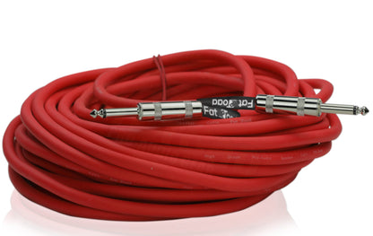 1/4" to 1/4 Male Jack Speaker Cables (2 Pack) by FAT TOAD - 50ft Professional Pro Audio Red DJ Speakers PA Patch Cords - Quarter Inch 12 AWG Wire