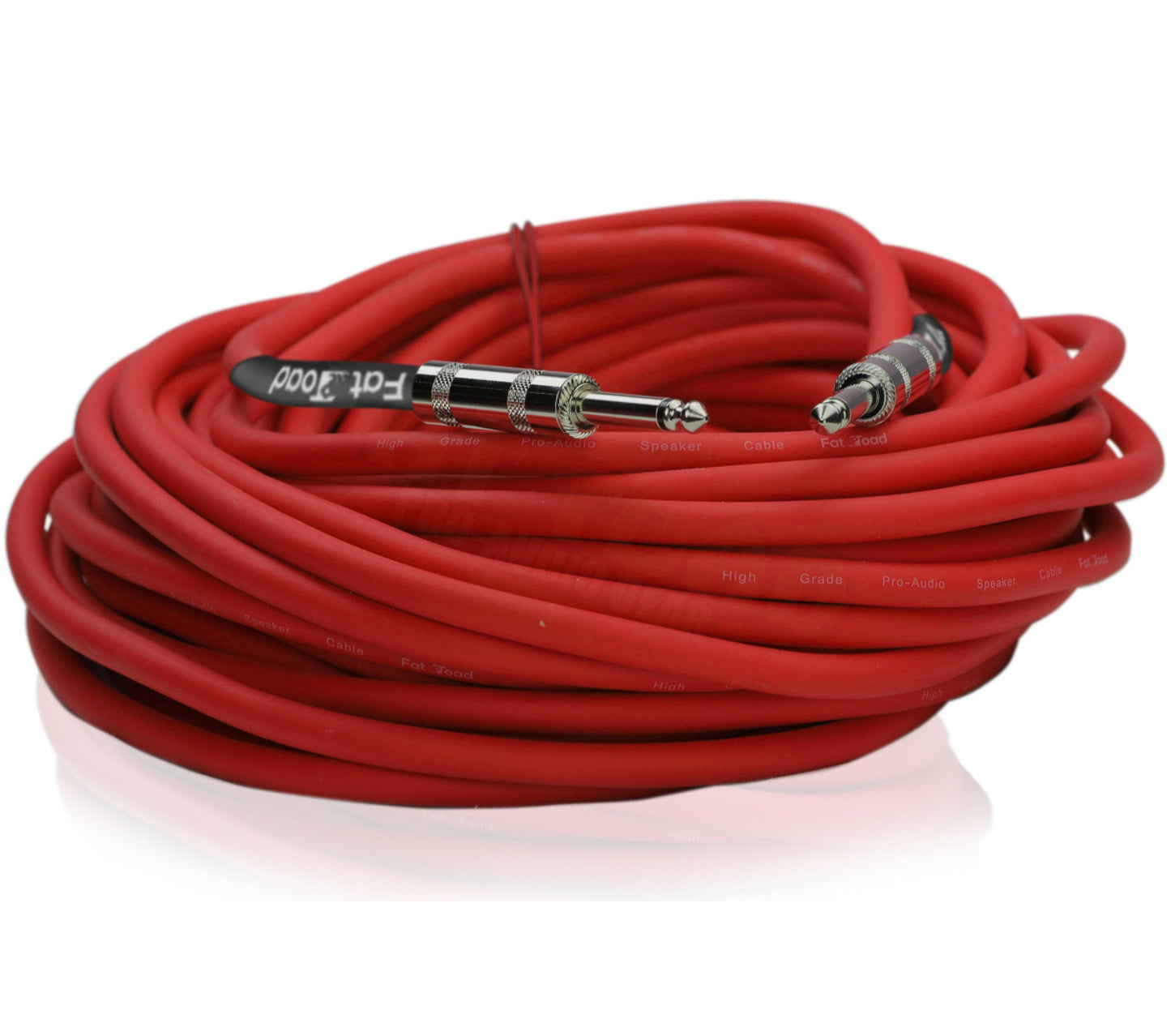 1/4" to 1/4 Speaker Cable by FAT TOAD - 50ft Professional Pro Audio Red DJ Speaker PA Patch Cord Quarter inch Male Jack - 12 AWG Gauge Wire for Studio
