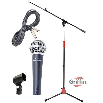 Microphone Stand Studio Package by GRIFFIN - Telescoping Boom Arm Mount & Tripod Holder