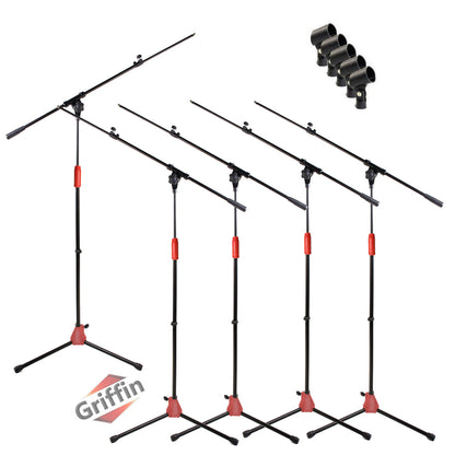 Microphone Boom Stand with Telescopic Arm (Pack of 5) by GRIFFIN - Adjustable Holder Mount For Studio Recording Accessories, Singing Vocal Karaoke