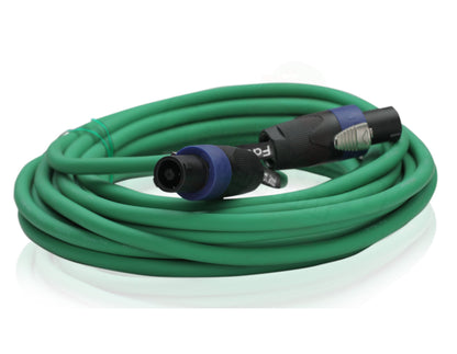 Speakon to Speakon Cables (2 Pack) by FAT TOAD - 25ft Professional DJ Pro Audio Green Speaker PA Cord w/ Twist Lock Connector - 12 AWG Wire for Studio