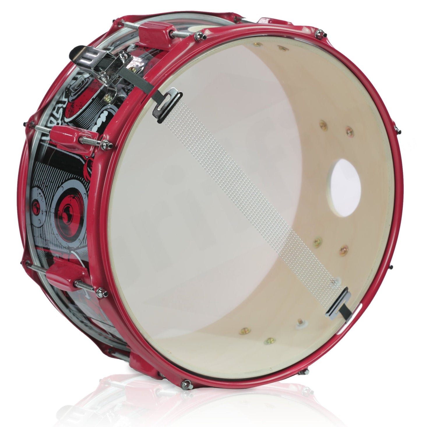 GRIFFIN Snare Drum Birch Wood Shell 14 X 6.5 Inch - Oversize 2.5" Large Vents & Custom Graphic Wrap