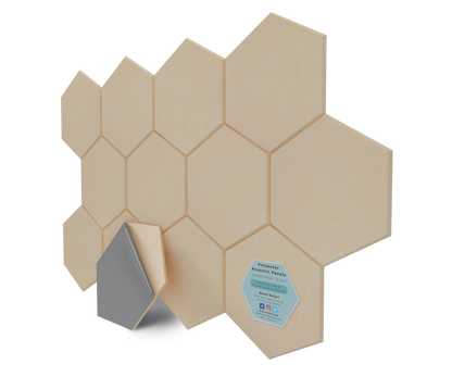 Hexagon Polyester Acoustic Panels - 12 Pack | Eco-Friendly Sound Absorption | Easy Peel & Stick Installation