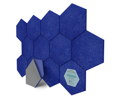 Hexagon Polyester Acoustic Panels - 12 Pack | Eco-Friendly Sound Absorption | Easy Peel & Stick Installation
