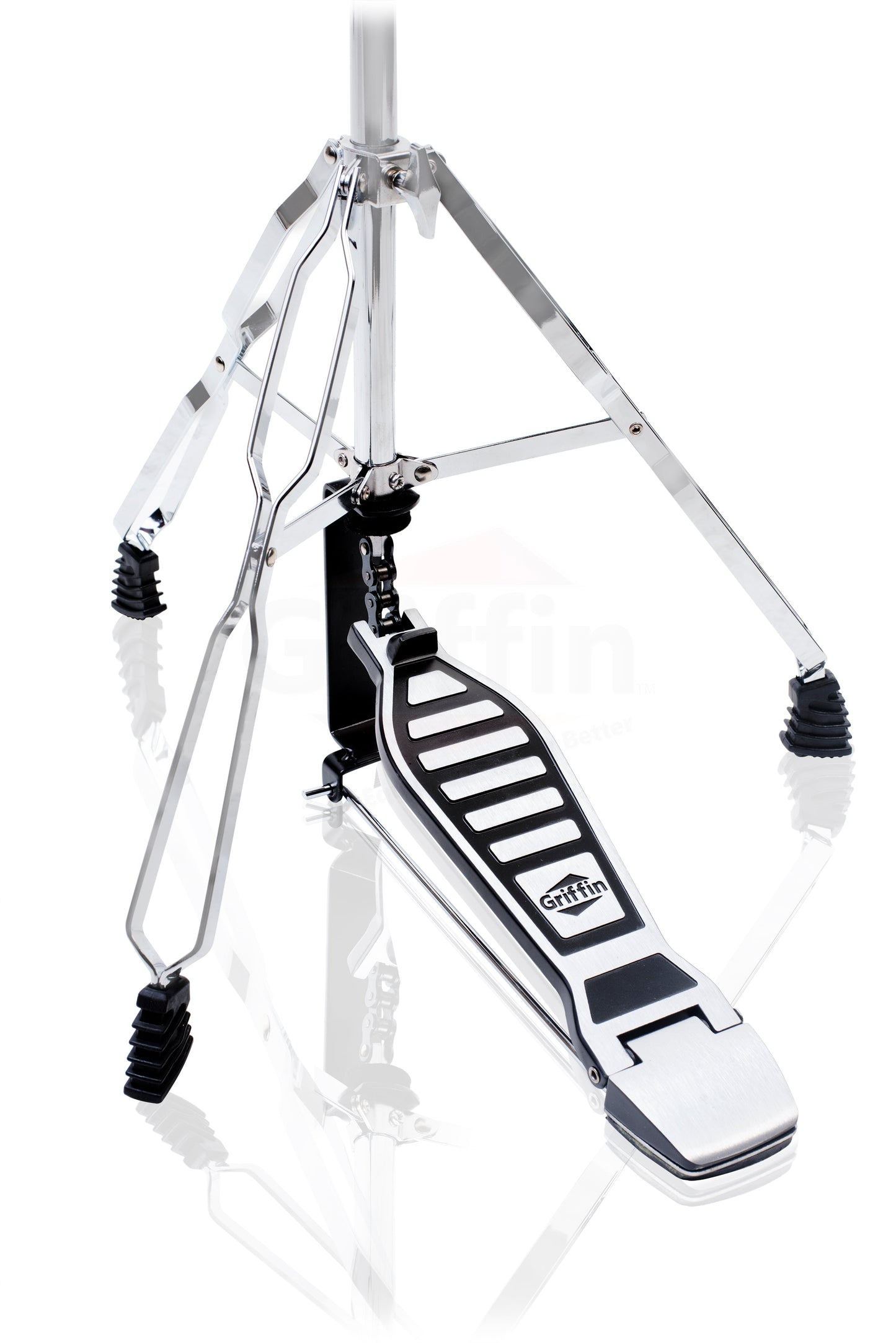 Hi-Hat Stand by GRIFFIN - Deluxe Hi Hat Cymbal Pedal With Drum Key - HiHat Mount with Chrome Double Braced Hardware Accessory Set - Adjustable Holder