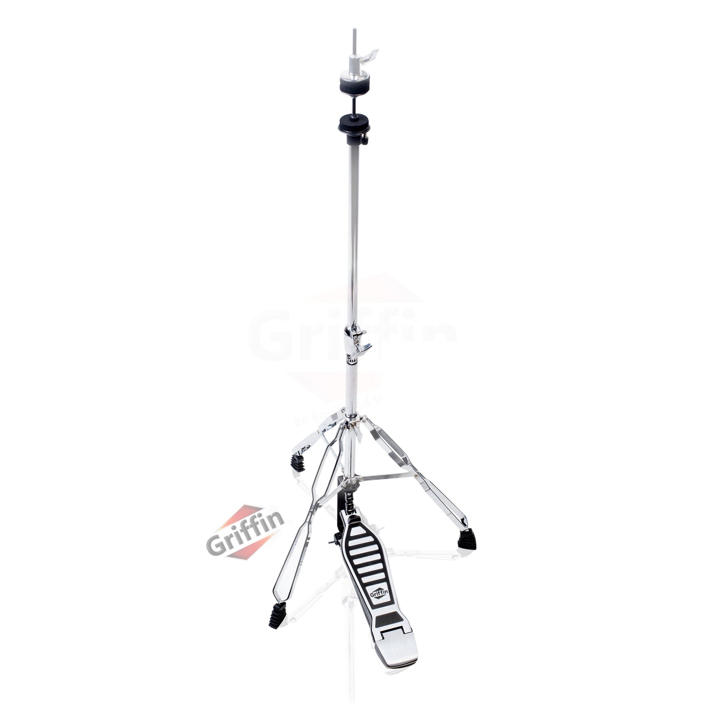 Deluxe Hi-Hat Stand by GRIFFIN - Hi Hat Cymbal Pedal With Drum Key - HiHat Mount Chrome Legs
