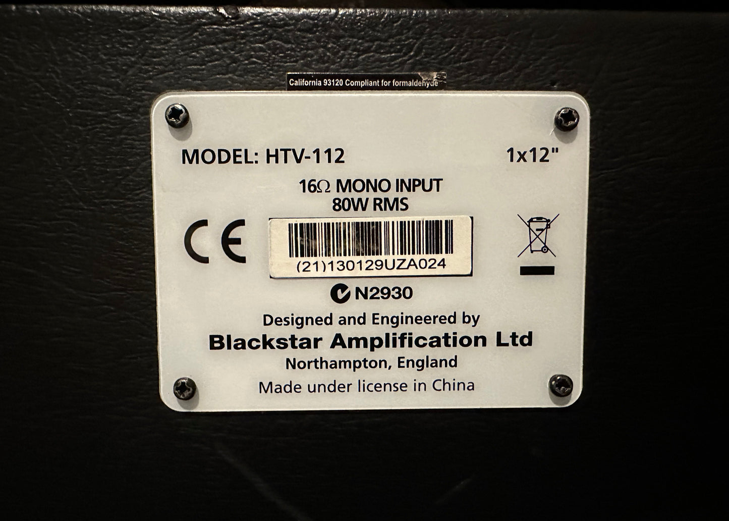 Custom padded cover for Blackstar HTV 112 1x12" MK1 Guitar Cab MK I