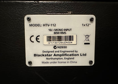 Custom padded cover for Blackstar HTV 112 1x12" MK1 Guitar Cab MK I